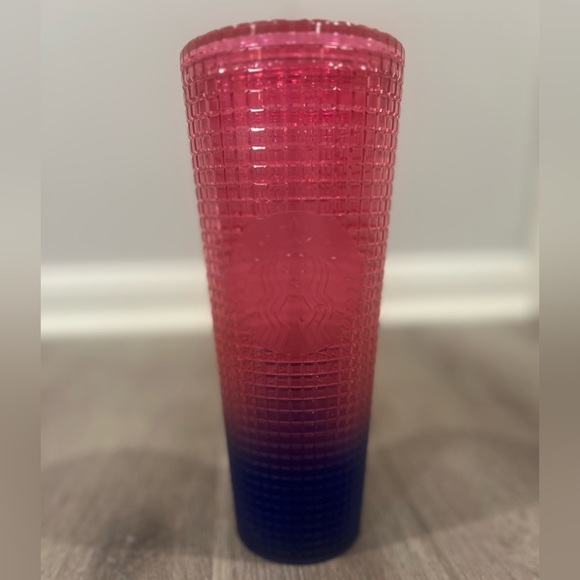 Starbucks Summer 2022 Watermelon Pink Blue Grid Tumbler Cold Cup 24oz Cup - Picture 4 of 5